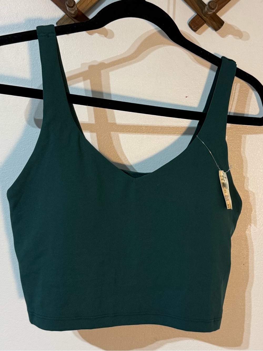 aerie by offline Deep Green V-Neck Tank Crop Top sports bra size large new w/tag